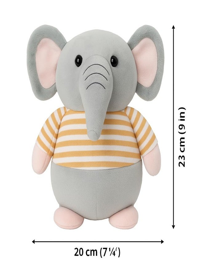 Fun4you Elephant Plush Toy, Grey with Yellow Striped Shirt, 30 cm, Soft Stuffed Animal for Kids - Image 2